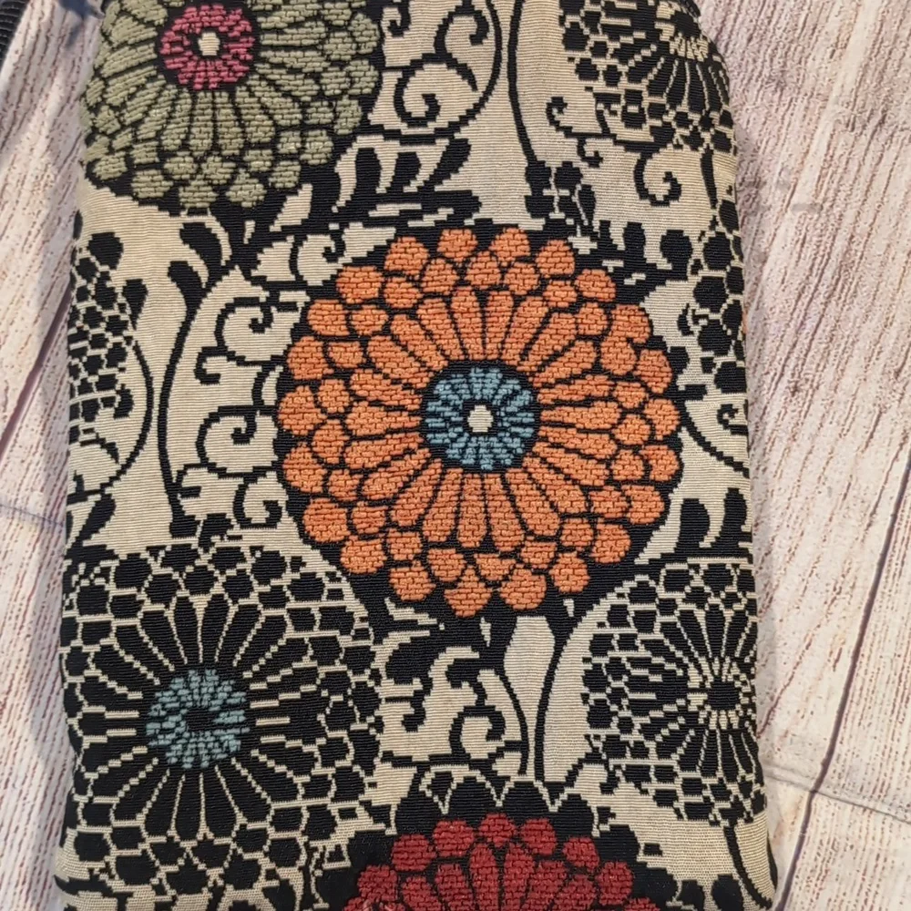 Janine King Designs fabric floral pattern adjustable strap cross body